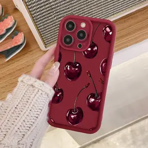 Cherry UV Print Phone Case, Soft Tpu Protective Cover for iPhone Models, Trendy Design Gift for Birthdays & Holidays