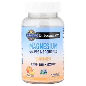Garden of Life Magnesium with Pre & Probiotics Gummies, Peach, 60 Gummies