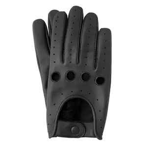 Apex Wear Leather Driving Gloves 100% Real Genuine Lambskin Knuckle Holes Black