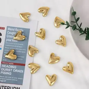 10pcs Refrigerator Golden Heart Magnets, Cute Love Decoration Magnet Set for Home Kitchen and Office Whiteboard, Valentine's Day Gift for Friends and Loved Ones, Refrigerator Kitchen Magnet, Decorative, Fridge Magnets