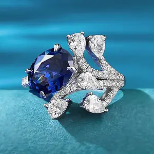 2024 New Stylish commuter 7*9mmOval Tanzanite blue ring Fashion luxury party ring jewelry