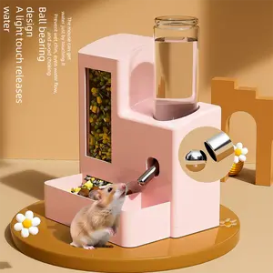 Hamster water bottle by bed, 2-in-1 Automatic Hamster Feeder & Water Dispenser, Suitable for Syrian Hamsters and Other Small Pets