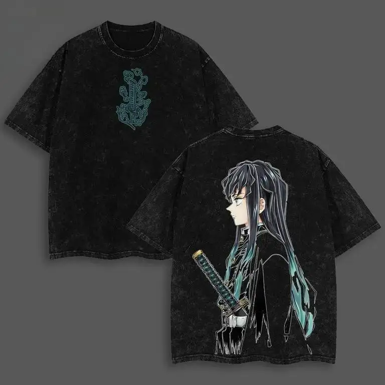 Valentine Shirts Tokito Muichiro Shirt - Demon Slayer Infinity Castle Arc Anime Graphic Tee Oversized Acid Washed Soft Cotton T-Shirt Anime Streetwear Casual Menswear Womenswear Gift for Anime Fans Demon Slayer Lovers