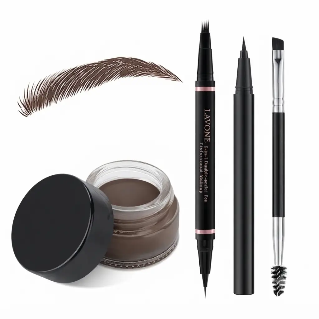 Eyebrow Pen Kit, Waterproof Brow Pencil,Pomade,Eyeliner, Black Brown | 4-in-1 eyebrow makeup kit, brow brush, long-lasting,smudge-proof,waterproof, eyebrow pencils for women, natural & full brows