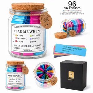 96PCS Bible Verses Jar with Black Gift Box, Color Coded Scripture Cards, Read Me When Bible Verse Notes, Christian Encouragement Gift, Faith Prayer Jar, Inspirational Religious Gift for Women Men Friends Family