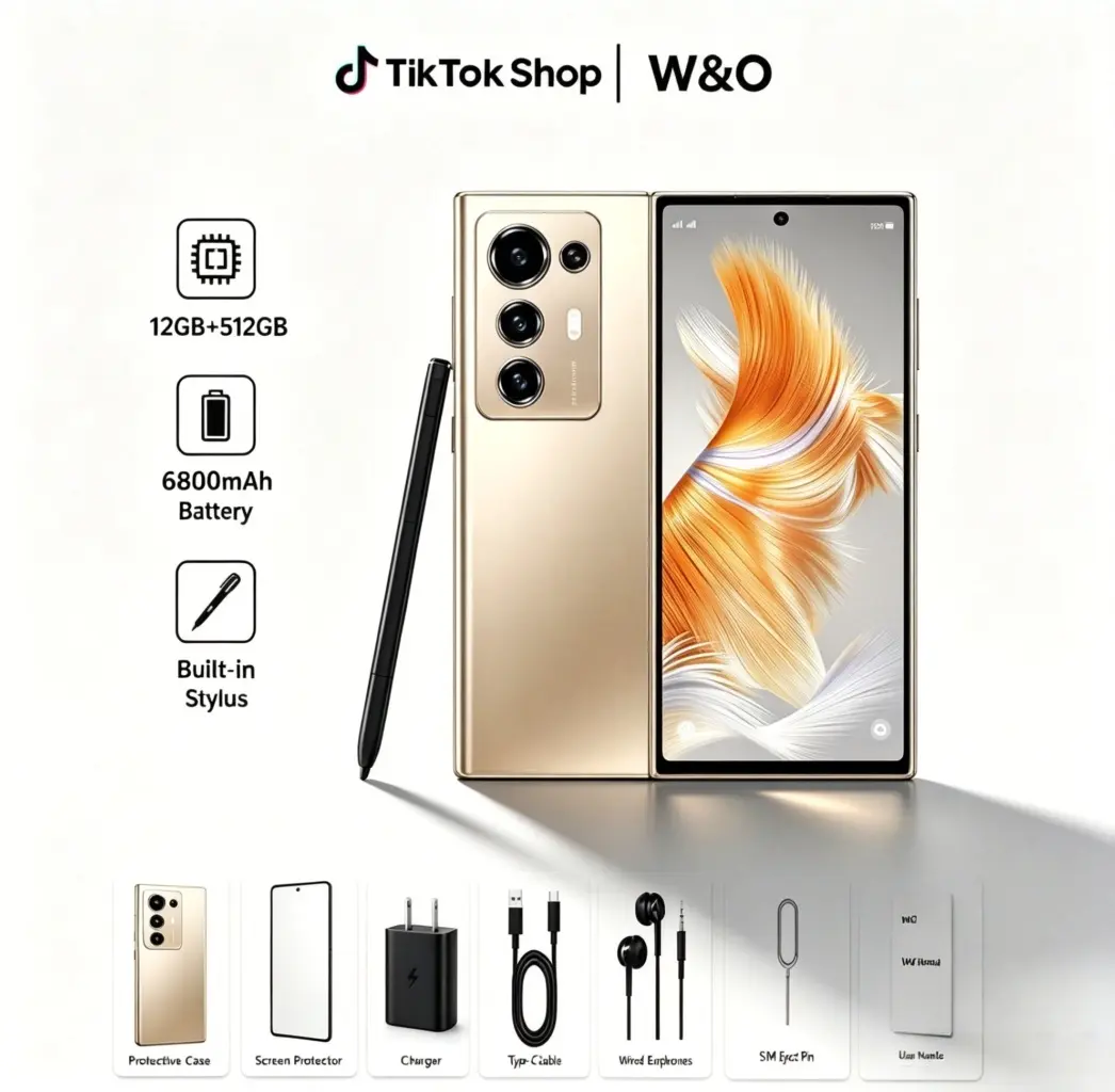 Ultimate Gaming & Streaming Phone! W&O 12GB+512GB Android 14 — 6.8" HD Screen, 6800mAh All-Day Battery, Octa-Core, 50MP Camera, Built-in Stylus, Dual SIM, Face & Fingerprint Unlock. Smooth gameplay, zero lag!