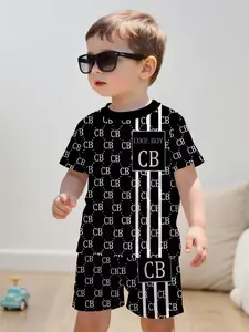 Boys' Summer Casual Sportswear Set Suits, & Plaid Print Round Neck Tee & Shorts, Trendy Fashion Design, Perfect for Daily Wear