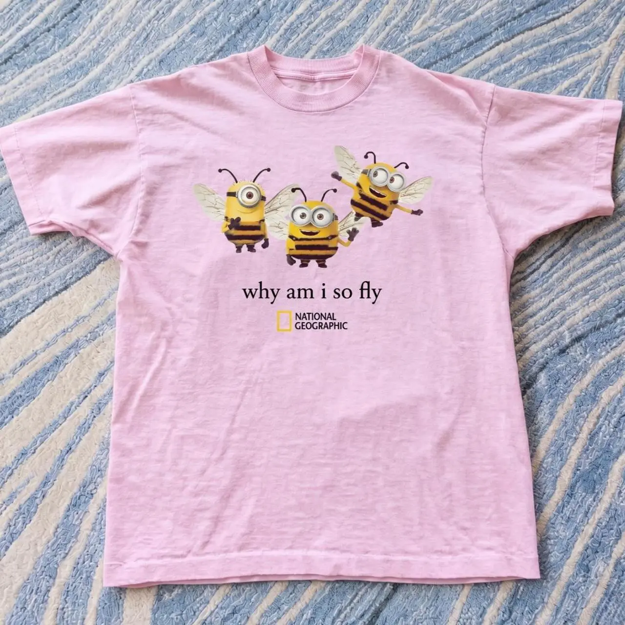 National Geographic ･hy Am I So Fly?Minions Bee Graphic Tee Graphic Tee Heavy Cotton Tee Shirt, 100% Heavy Cotton Shirt