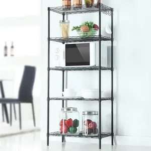 Wire Shelving 5 Tier Metal Storage Rack Shelf 5 Shelf Shelves Unit Kitchen, Capacity for 550 Lbs  Standing Adjustable