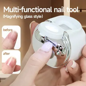 2-In-1 Electric Nail Clippers, Rechargeable Automatic Pedicure Tool with Light, Magnifier Function, Three Speed Settings, Home and Outdoor Use