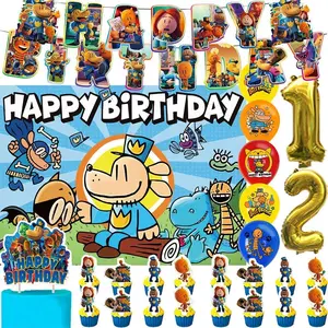 Blue&Dogs-MANS Theme Kids Birthday Party Supplies Decoration Best Friend Balloon Cake Topper Banner Background Baby Shower Props