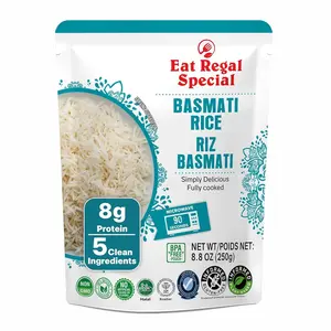 Eat Regal Ready to Eat Basmati Rice, 1.5 Minutes Microwave Rice, Zero Sodium & Cholesterol, Gluten-Free, Halal & Kosher, BPA-Free Pouch, 8.8 oz Pack of 12