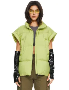 Orolay Women's Oversized Down Vest, Quilted Sleeveless Jacket with Stand Collar and Puffy Cuffs for Fall and Winter Viral Puffer Crop Comfort Womenswear Tops