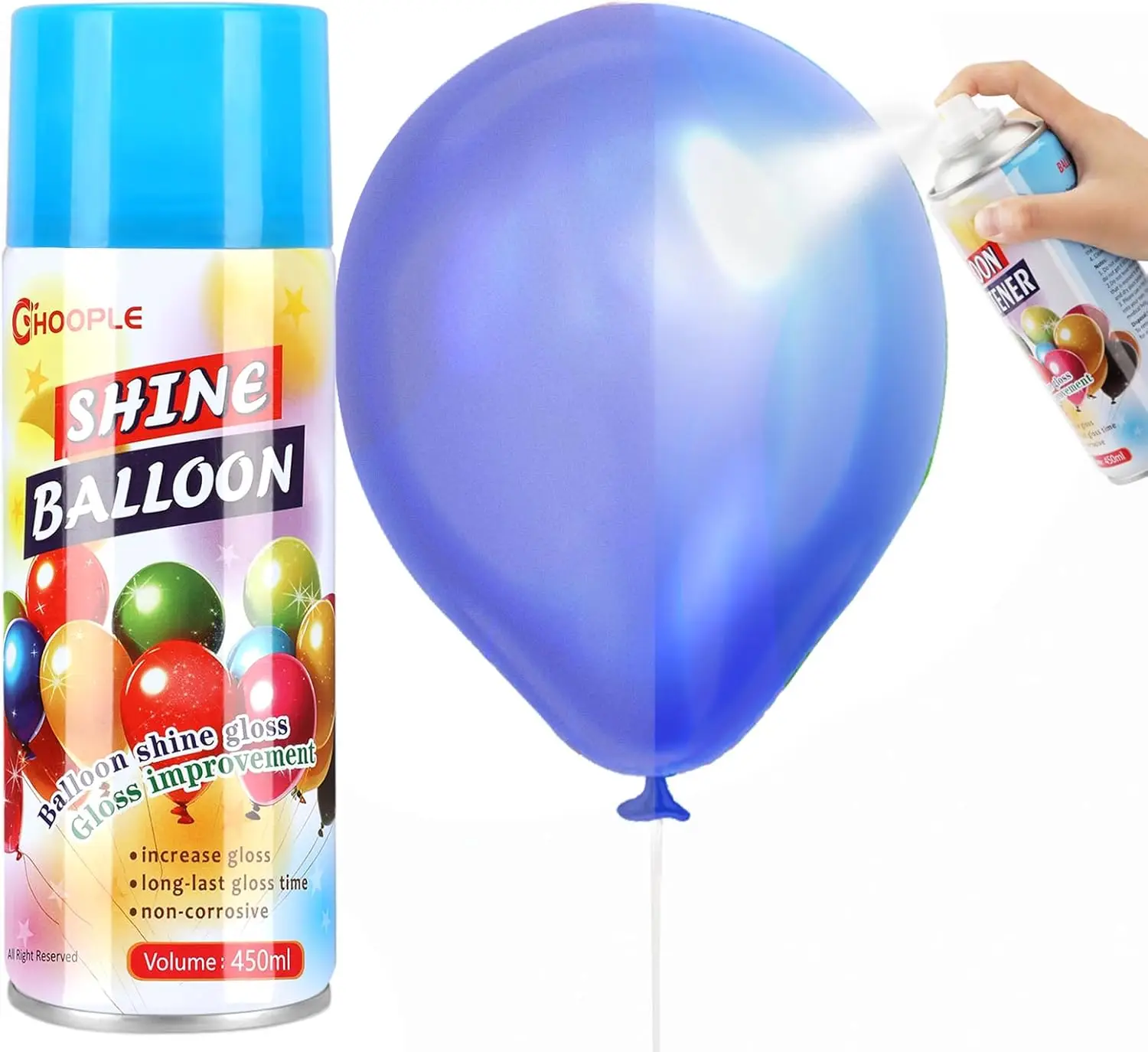 15 oz Instant Glossy Balloon Shine Spray (within 1 Second), 7-Day Long-Lasting Latex Balloon Spray Shine, for Outdoor Décor, Birthday Party, Wedding