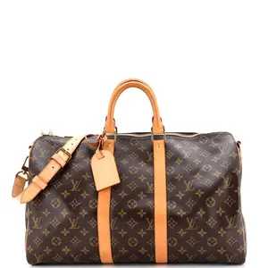 Pre-owned Louis Vuitton Canvas Coated Travel Bags Keepall Bandouliere Bag Monogram Canvas 45 by Rebag