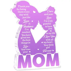 Birthday Gifts for Mom from Daughter, Mothers Day Gift for Mother Wife, Best Mom Gifts from Daughter, Acrylic Plaque Sign Sentimental Gift for Mother