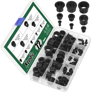 72Pcs 9 Sizes Silicone Rubber T-Type Grommets Assortment Set, Hole Firewall Wire Cable Hole Plugs for Water Pipe, Tubing, Hydroponic, Irrigation, Desk