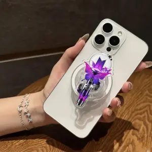Purple Butterfly Lightstick Phone Grip - Clear Acrylic Accessory for Fans