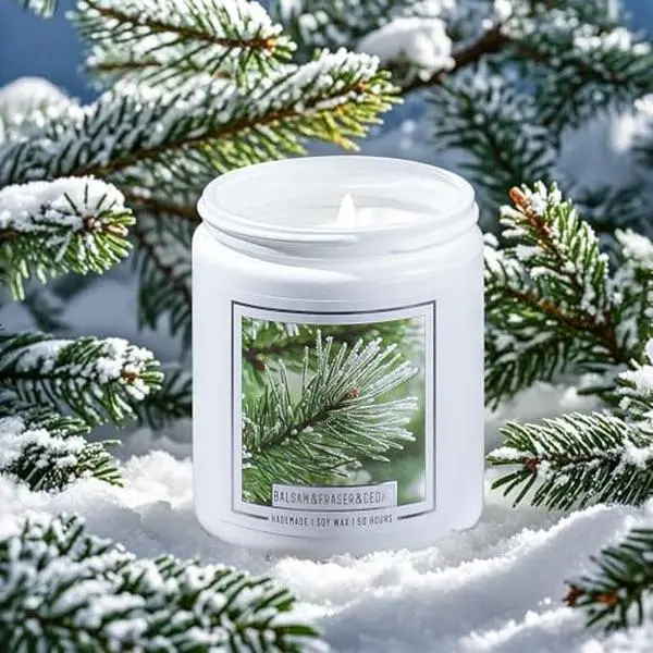 Homsolver Pine Candle, Christmas Balsam Fir Candles Scented, Balsam Candle, 7oz Christmas Holiday Pine Scented Candles with 50+ Hour Burn Time, Fir Cedar Christmas Tree Scented Candles Gifts for Women
