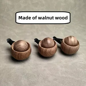 Original Handmade Car Small Round Egg Diffuser Wood Aromatherapy Natural Black Walnut Car Diffuser Car Air Conditioner Air Outlet Special Diffuser Car Perfume Essential Oil Diffuser Wood Fragrance-free