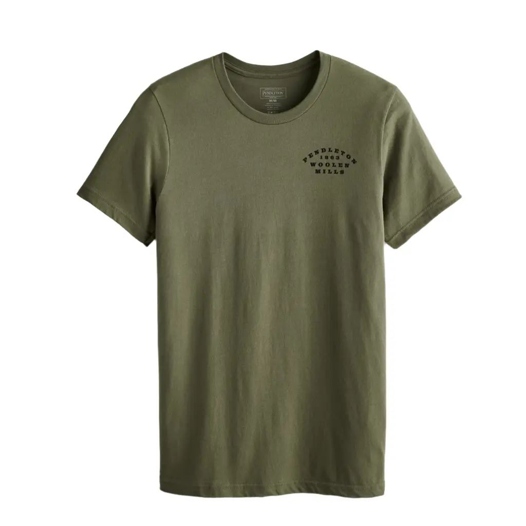 Pendleton Men's Classic Nehalem Circle Graphic Short-Sleeve Tee - Ring-Spun Cotton Round Neck Top, Celebrating Pendleton's History, Military Green/Multi, Menswear