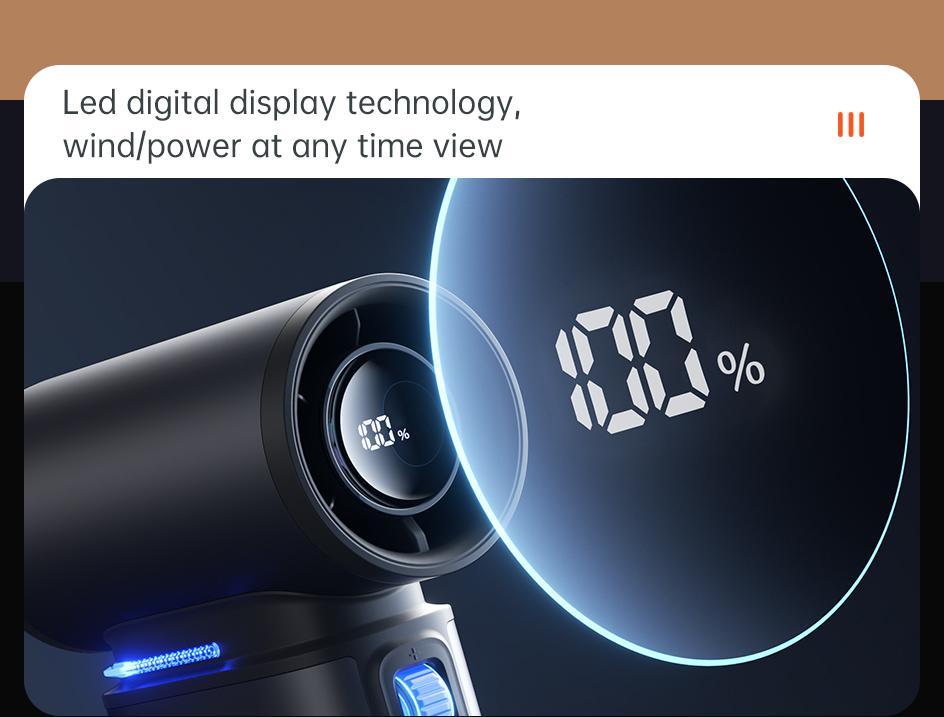 JISULIFE Portable Handheld Turbo Fan 100 Speeds Adjustable Mini Personal Fan 9000mAh USB Rechargeable Battery Operated LED Display Compact Design