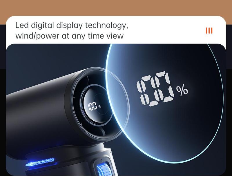 JISULIFE Portable Handheld Turbo Fan 100 Speeds Adjustable Mini Personal Fan 9000mAh USB Rechargeable Battery Operated LED Display Compact Design