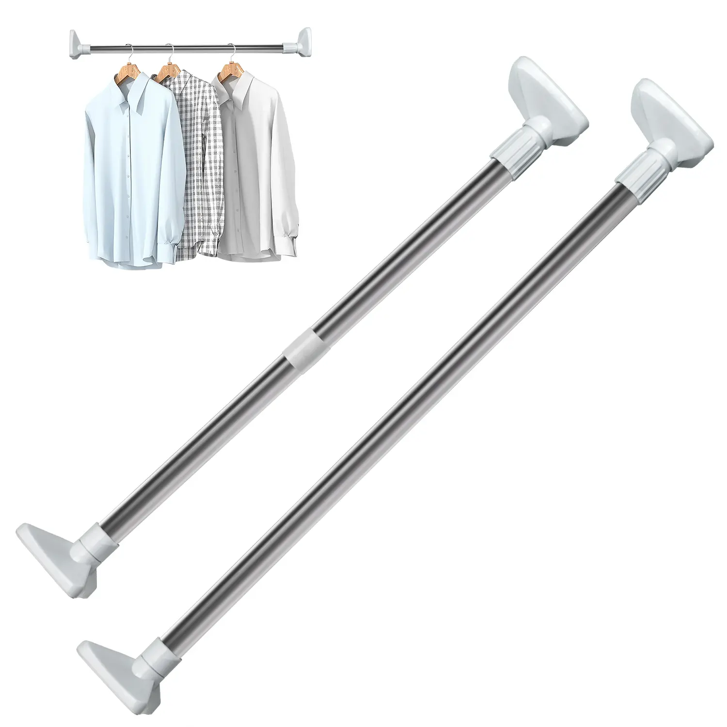 Stainless Steel Drill-Free Telescopic Tension Rod, Adjustable Nonslip Resistant Drying Rod for Hanging Clothes, Easy-Installation Laundry Home Supply Drying Rack Accessory