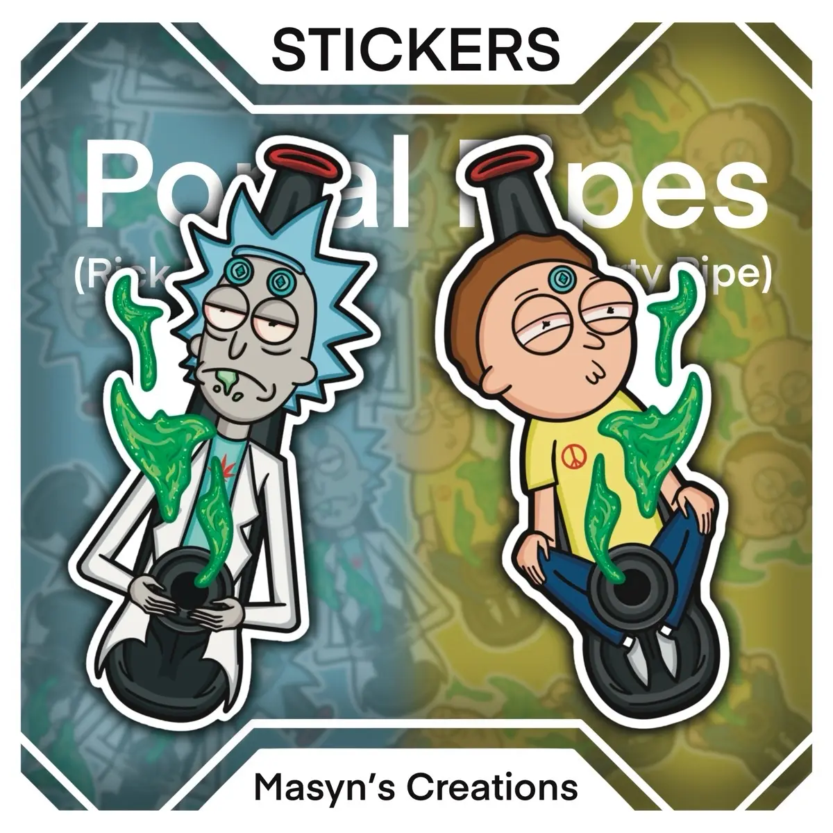 Portal Pipes Sticker Pack - NSFW, Cartoon Art, Trippy Art, Funny Stickers, Rick and Morty Sticker, 420 Sticker, Stickers for Adults - Vinyl Waterproof Glossy uv dtf