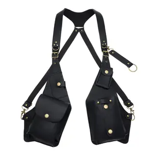 Medieval Steampunk Vintage Strap Underarm Satchel Halloween Cosplay Props Leather Wallet Y2K Retro Style Functional Wallet for Phone & Cards Fashionable Unique Bags Flap Pocket Design Handcrafted Bag Handmade Bag Adjustable Crossbody