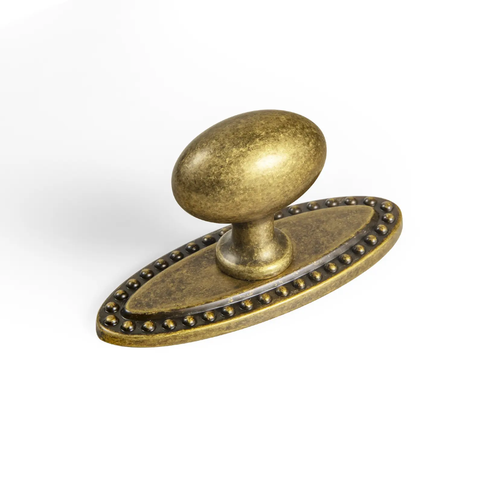 Goo-Ki Antique Brass Ellipsoid Cabinet Knobs with Oval Backplate, Zinc Alloy Cabinet Hardware for Kitchen Cupboards, Dressers, 6-Pack
