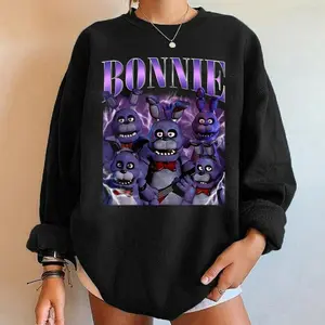 Retro Bonnie Five Nights At Freddy’s Halloween T-Shirt, FNAF Sweatshirt, Freddy Fazbear Bonnie Chica Foxy, Video Game Merch, Gift For Gamer