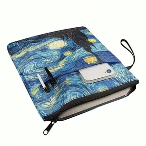 Starry Night Pattern Notebook Case, 1 Count Washable Fashion Notebook Cover with Pone Holder, Notebook Protector for Home Office School