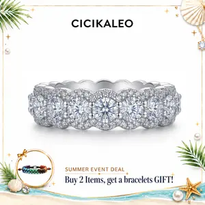 CICIKALEO Luxury Full Moissanite Eternity Band for Unisex Men & Women D VVS1 Iced Out Ring Hypoallergenic 18K White Gold Plated Lab-Created HipHop Rapper Promise Anniversary Birthday Gift Summer Jewelry Fine Formerly CICI GEMS #Summervibes