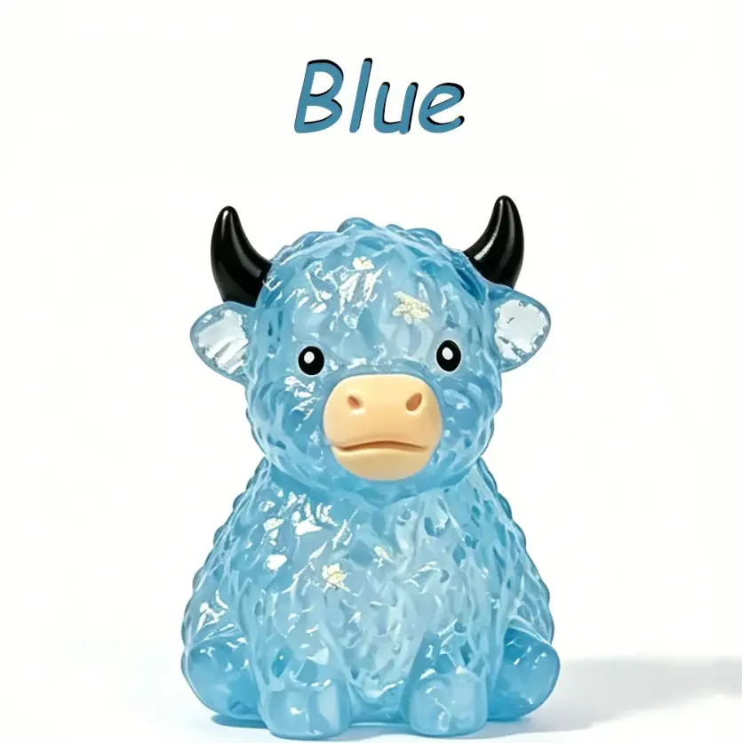 Miniature Unisex Highland Cow Squishy Toy - Animal Shape Slow Rising Decompression Squeeze Toy, Relaxation Sensory Fidget Stress Ball, Party Gift Bag Stuffer & Gift Ideas for Cow Lovers