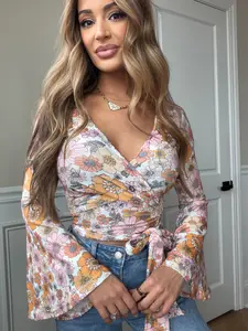 Woodstock Floral Bell Sleeve Wrap Top - Daisy Dreams