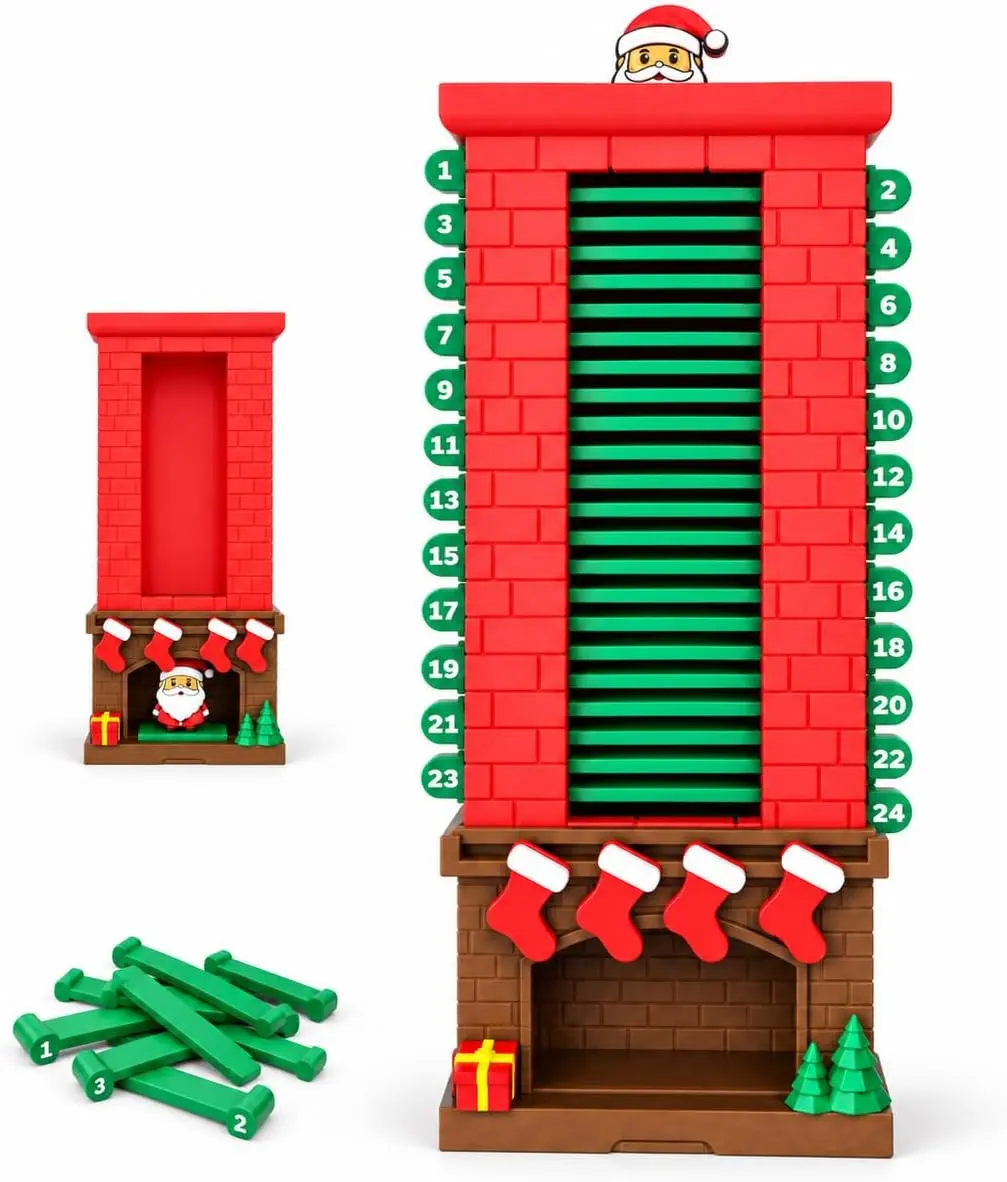 Christmas Countdown Decoration, Reusable Holiday Wooden Display with 24-Day Countdown Design, Festive Christmas Home Decor