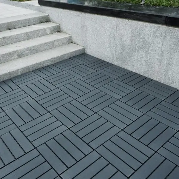 44-Pack Polypropylene Plastic Interlocking Deck Tiles, 12"x12" Sturdy Waterproof Square Tiles for Patio, Balcony, Bathroom, Indoor Outdoor All-Weather Use, Grey