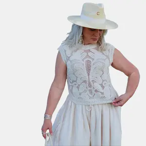 Solea Crochet Tank - Cream Sleeveless Top for Women's Basic Minimalist Style Needs