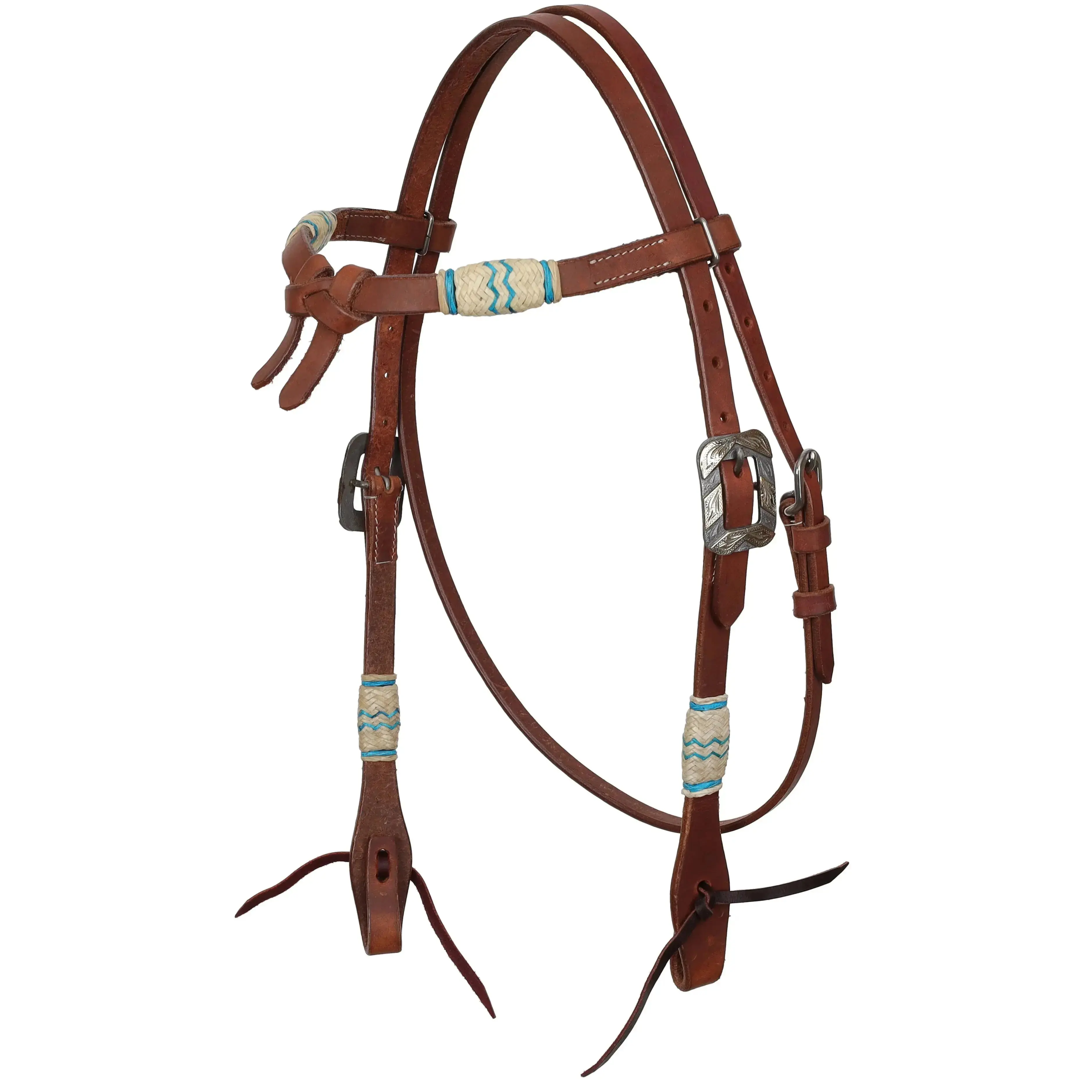 Aqua Rawhide Argentina Cow Leather Futurity Knot Headstall