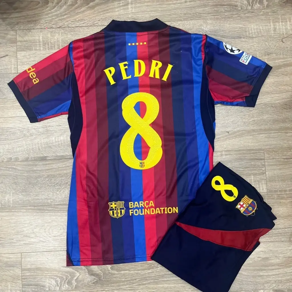 Pedri #8 Blue Red Barcelona Home Laliga 2026/27 Football Jersey Kit - Embroidered logo and Sharp stitching Jersey | Unisex Breathable Quick Dry Soccer Shirt - Personalized on Request
