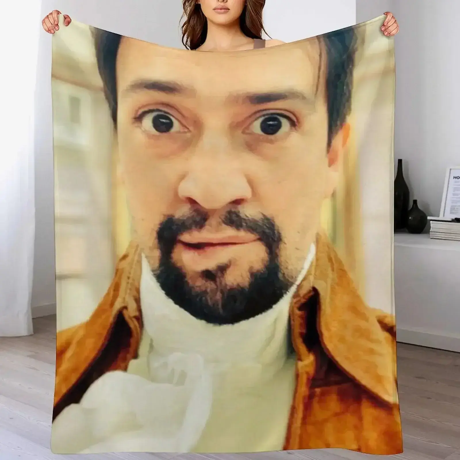 Lin-Manuel Miranda "Biting His Lip" throw blanket, luxury brand flannel fabric, fluffy blankets