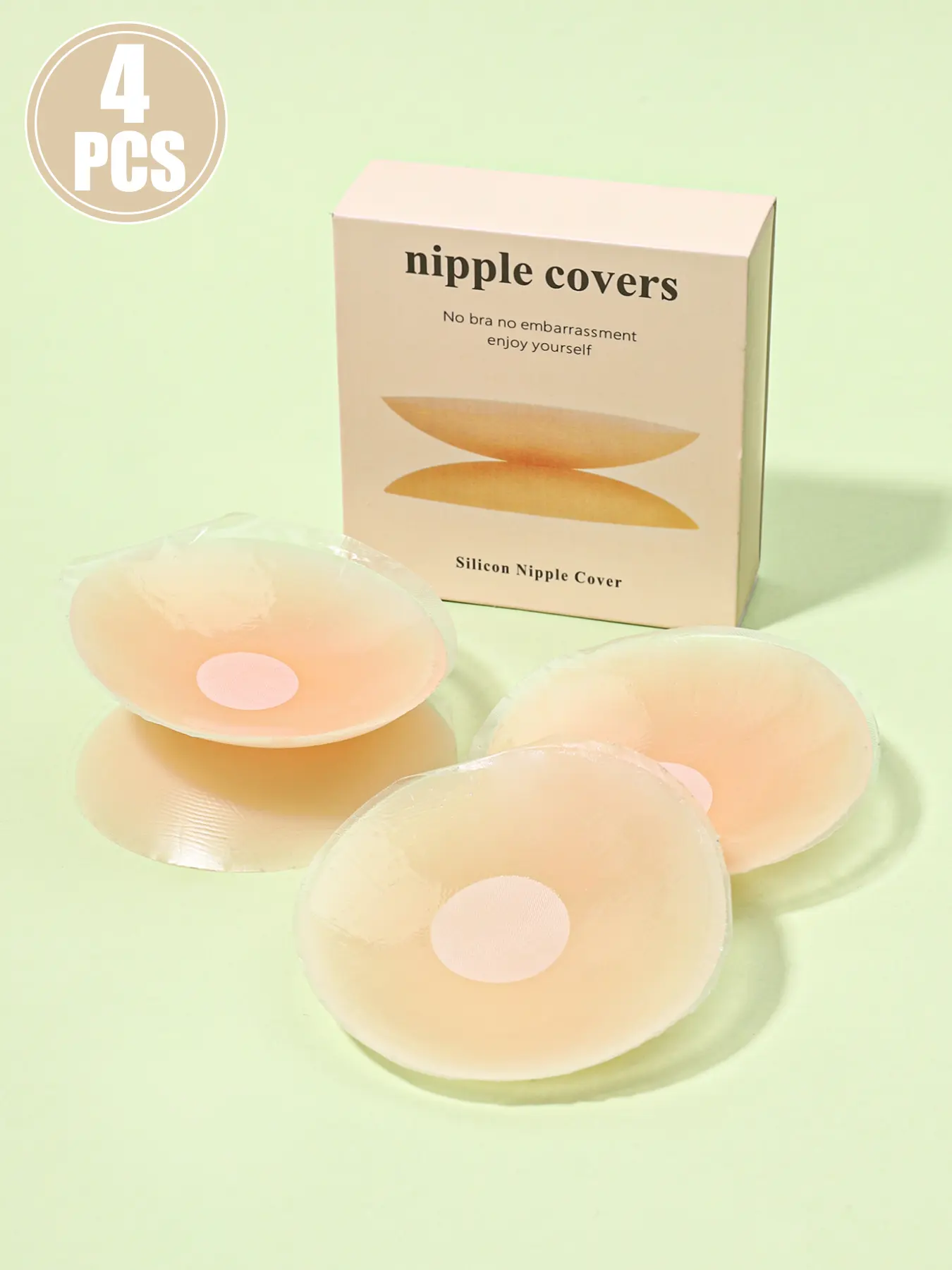 4 Pcs Reusable Silicone Nipple Covers Invisible Adhesive Breast Pasties, Sticky Nipple Covers for Women Large Coverage Petals Thin Edges for T-shirt Backless Strapless Clothing Wedding Party Summer Essentials Seamless Look Natural Shape