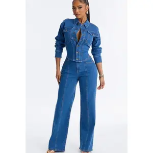 Nessa Denim Pant Set - Medium Wash 0