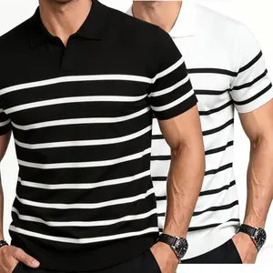 #SummerVibes 2026 Striped Short-Sleeve Top Versatile for Spring & Summer Casual for Home Sports Parties and Multiple Occasions Knitted Short Sleeve Polo