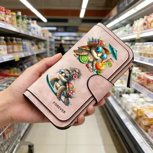 1pc Cute Brown Highland Cowpattern women's long wallet, multi-functional wallet, portable snap coin purse, birthday gift and daily commuting essential, perfect holiday gift, suitable for outdoor, travel and family use, 3.30CYJ-4