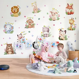 A set (30*90cm*3pcs) cartoon forest small animals wall stickers for nursery rooms, living rooms, hallways, corridors and children's rooms, interesting decorative stickers for home beautification