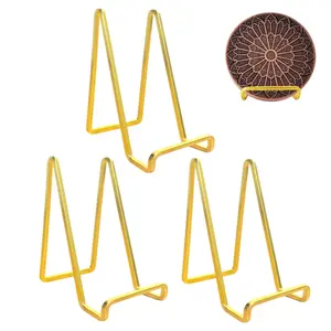 3 Pack 6 Inch Metal Plate Stands for Display, Plate Holder Pictures Frame Easel Display Stand, Tabletop Picture Stand, Iron Easels for Display Photo Frames, Plates, Vinyl Record, Book, Plaque, Sign