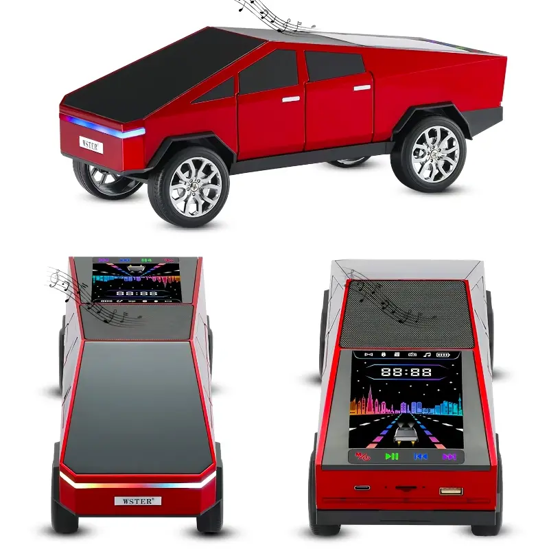 WSTER WS-580 Cybertruck-Style Pickup Truck Model Bluetooth Speaker, Rechargeable Portable Audio with Streaming, Charging, USB, TF, AUX, FM, TWS Stereo Sound, Ideal for Indoor/Outdoor Parties, Great Birthday/Father's Day Gift, Portable Wireless Speaker, Bu