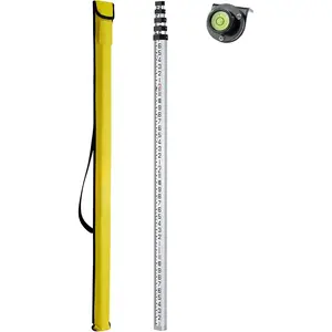 16-Foot  Grade Rod - 10ths, 5 Sections Telescopic with Bubble Level-FLR500B